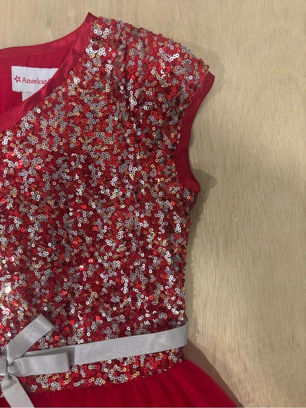 American Girl Size 10 Red Sequin Tulle Christmas Holiday Party Dress